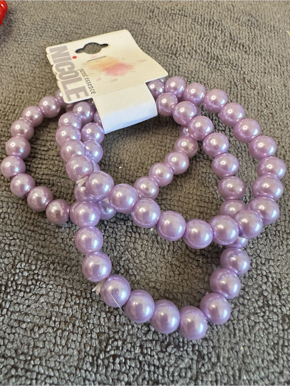 Nicole Lavender Faux Pearl Stretch Bracelet Trio